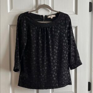 LOFT Black Textured Blouse